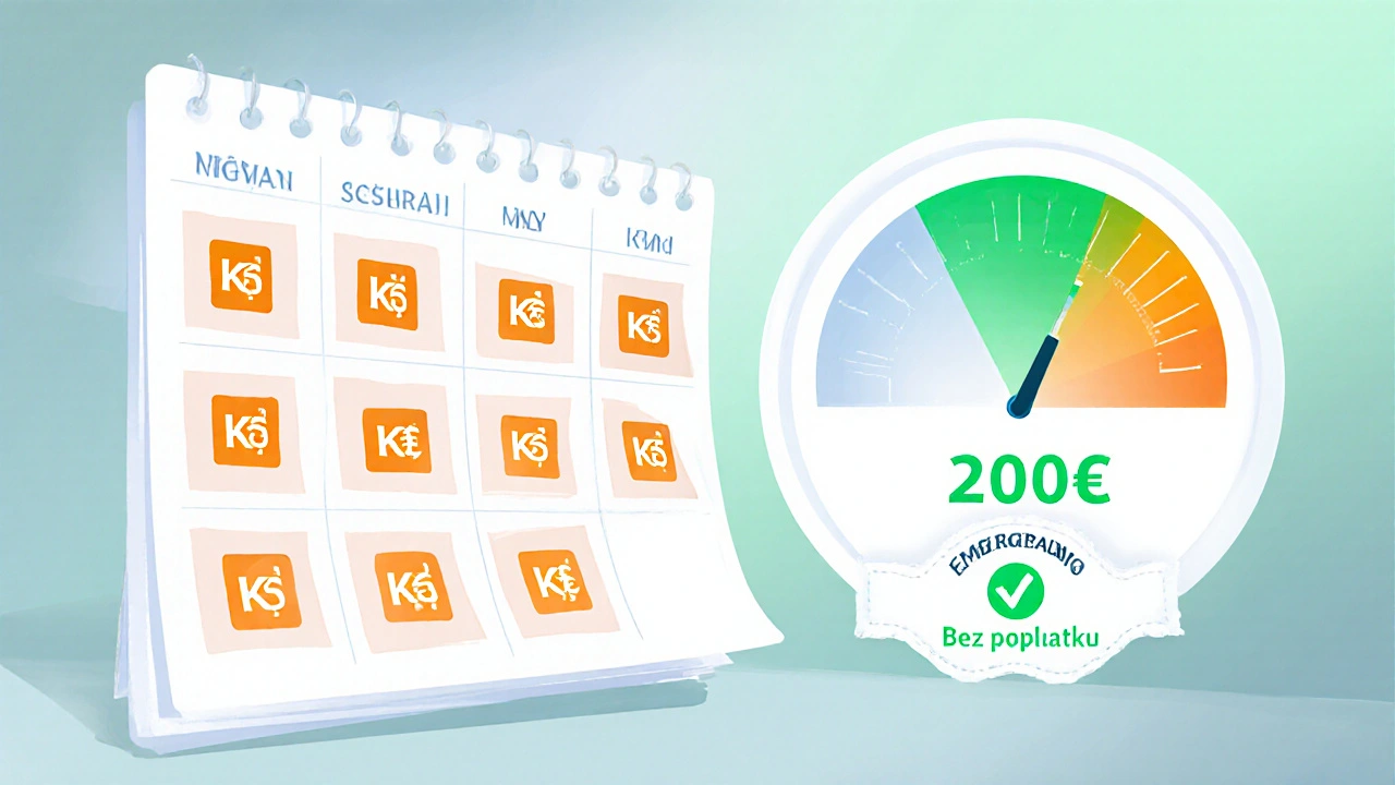 Kalendář a měřič ukazují roční limit 3000 Kč.