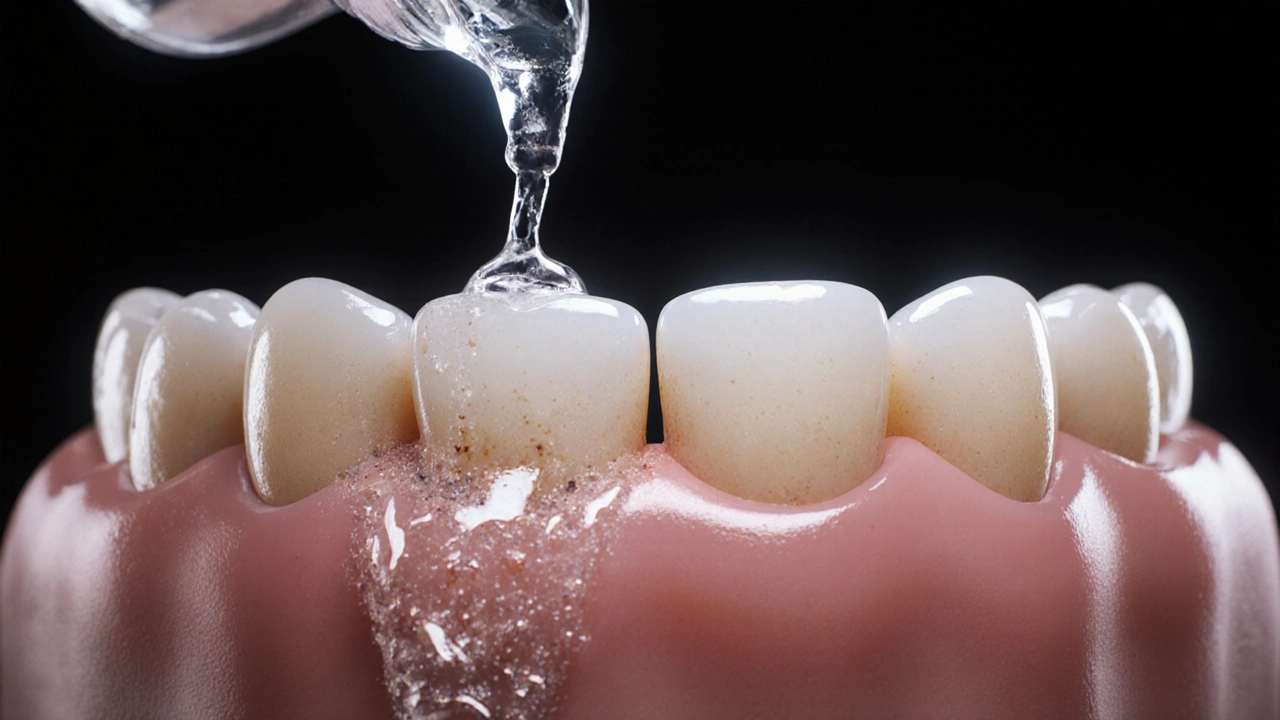 Keramické korunky neabsorbují bělidlo, zatímco přirozené zuby ano.