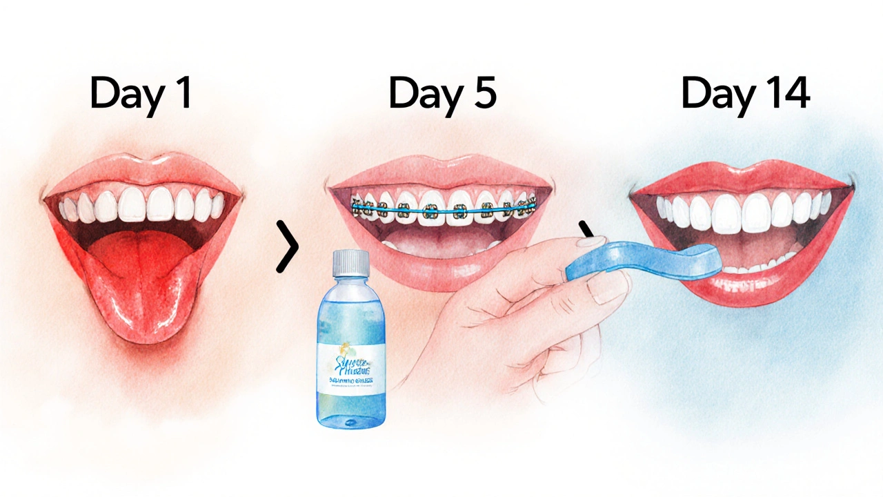 Vizualizace hojení po odstranění rovnátek: od bolesti k úsměvu s retencí.
