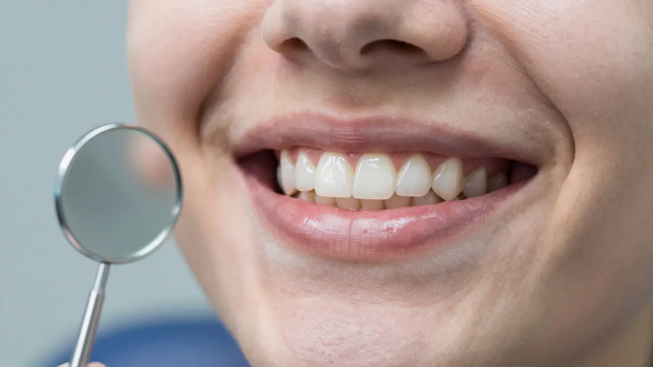 Pacient se usmívá s keramickými zubními náhradami, které se nerozliší od přirozených zubů.