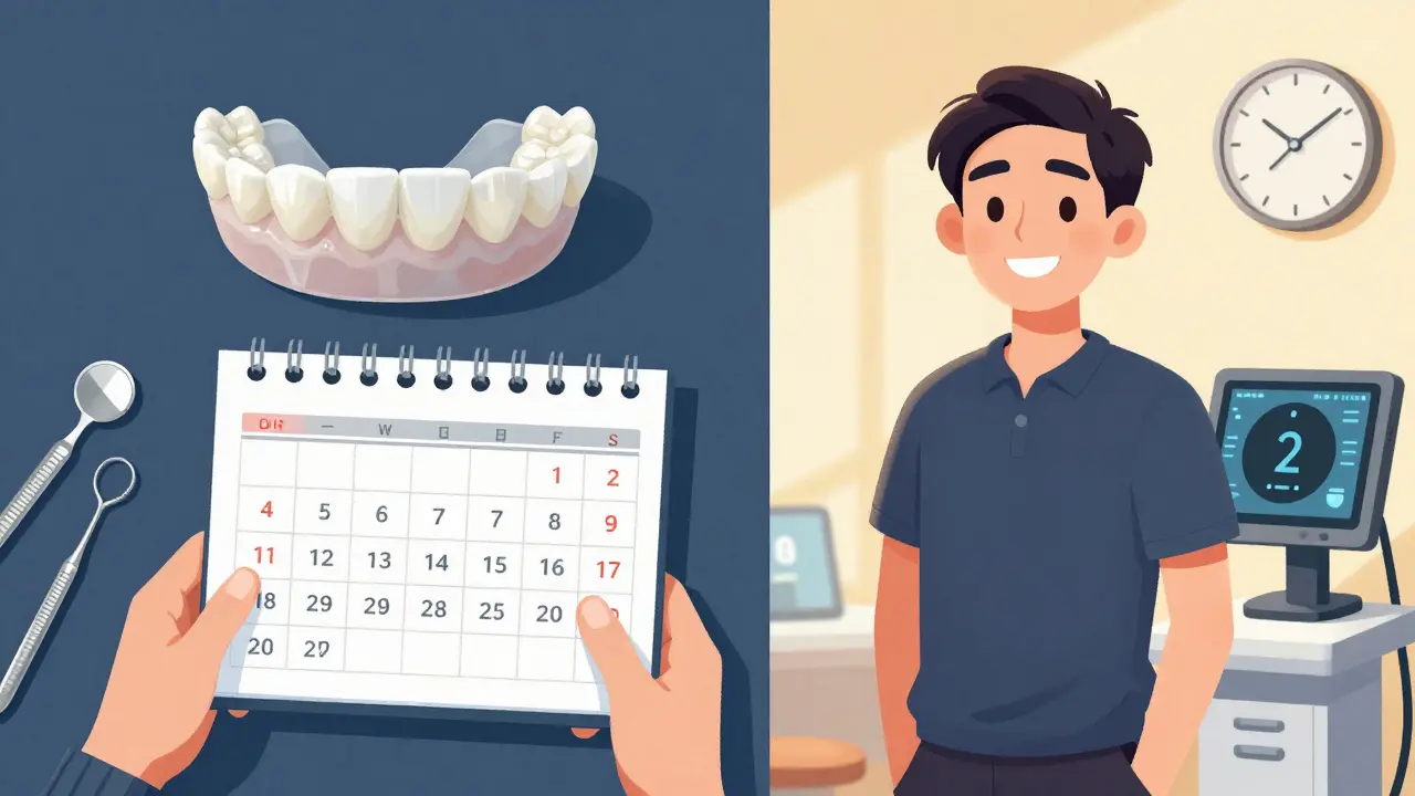 Contrasting images of traditional two-visit crown process versus same-day digital crown placement.