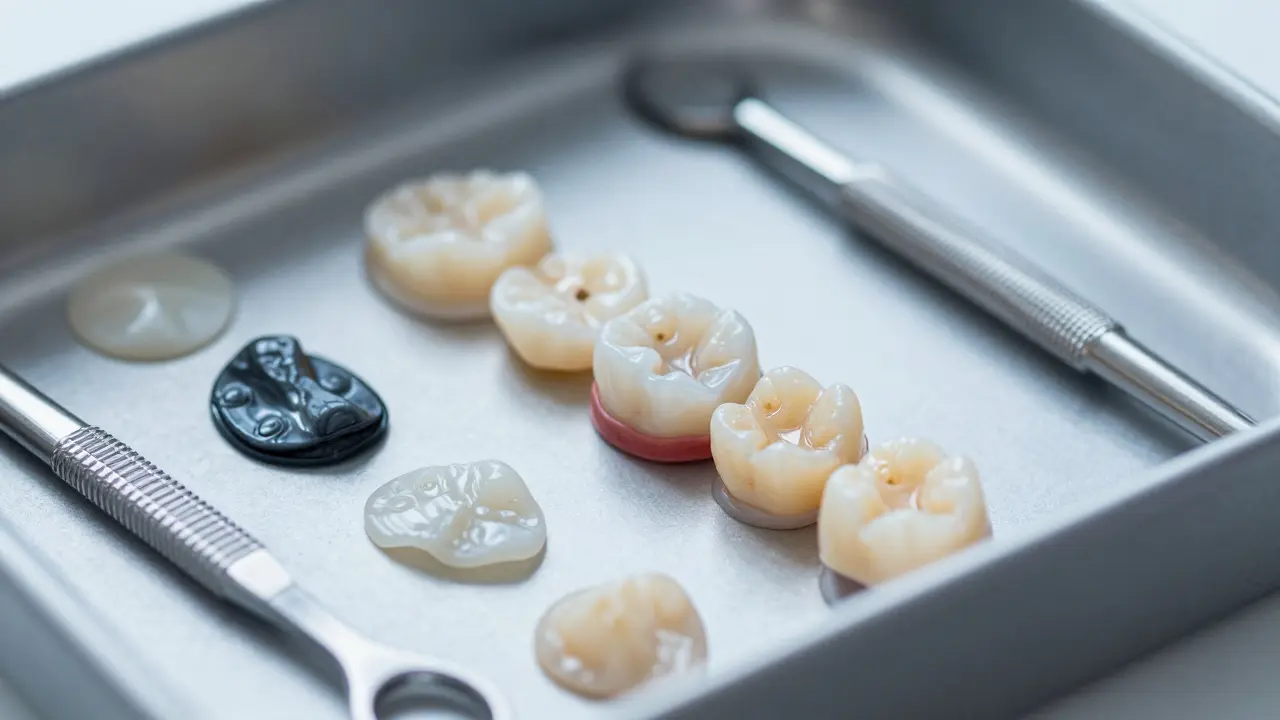 Paleta zubních materiálů a nástrojů v ordinaci