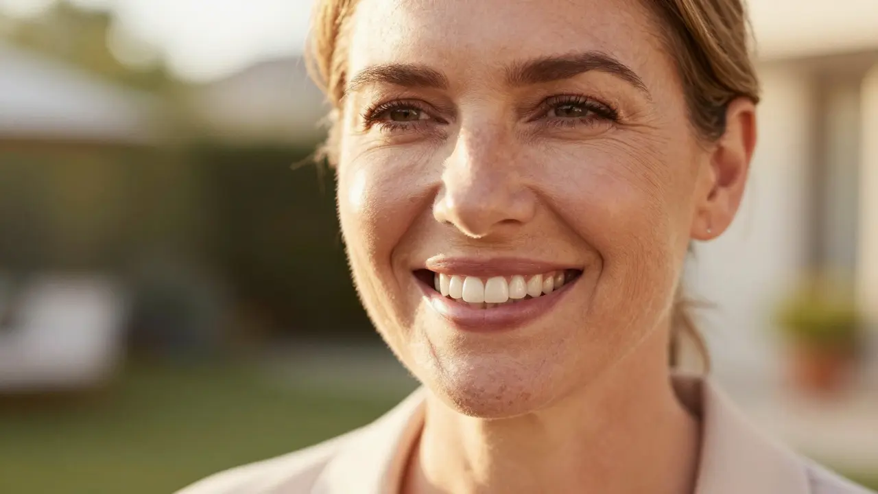 Úsměv se zdravými zuby po úspěšné léčbě