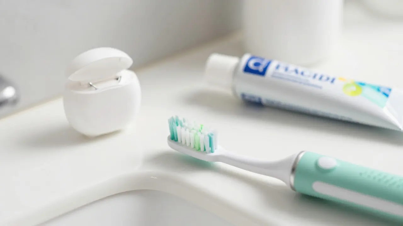 Elektrický kartáček a nitka pro správnou ústní hygienu