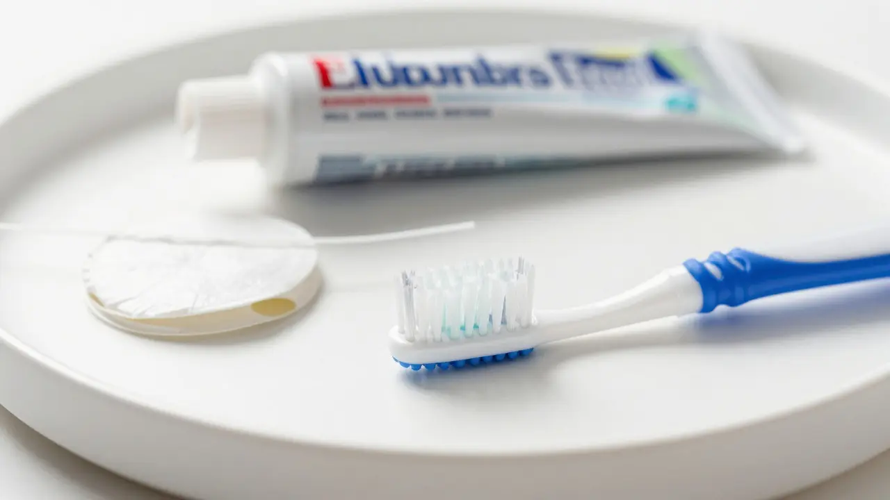 Mezizubní kartáček a nit pro prevenci zubního kazu