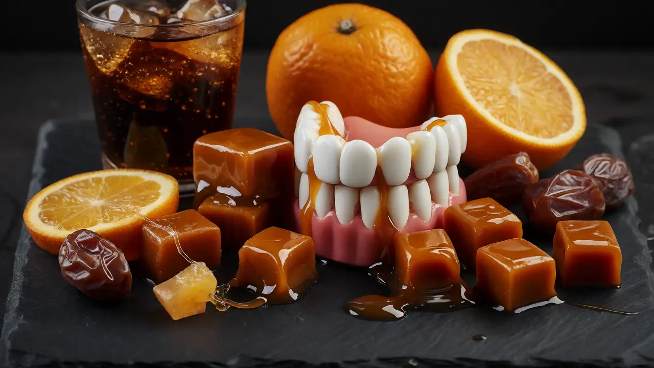 Lepivé bonbóny, citrusy a sladké nápoje způsobující kaz