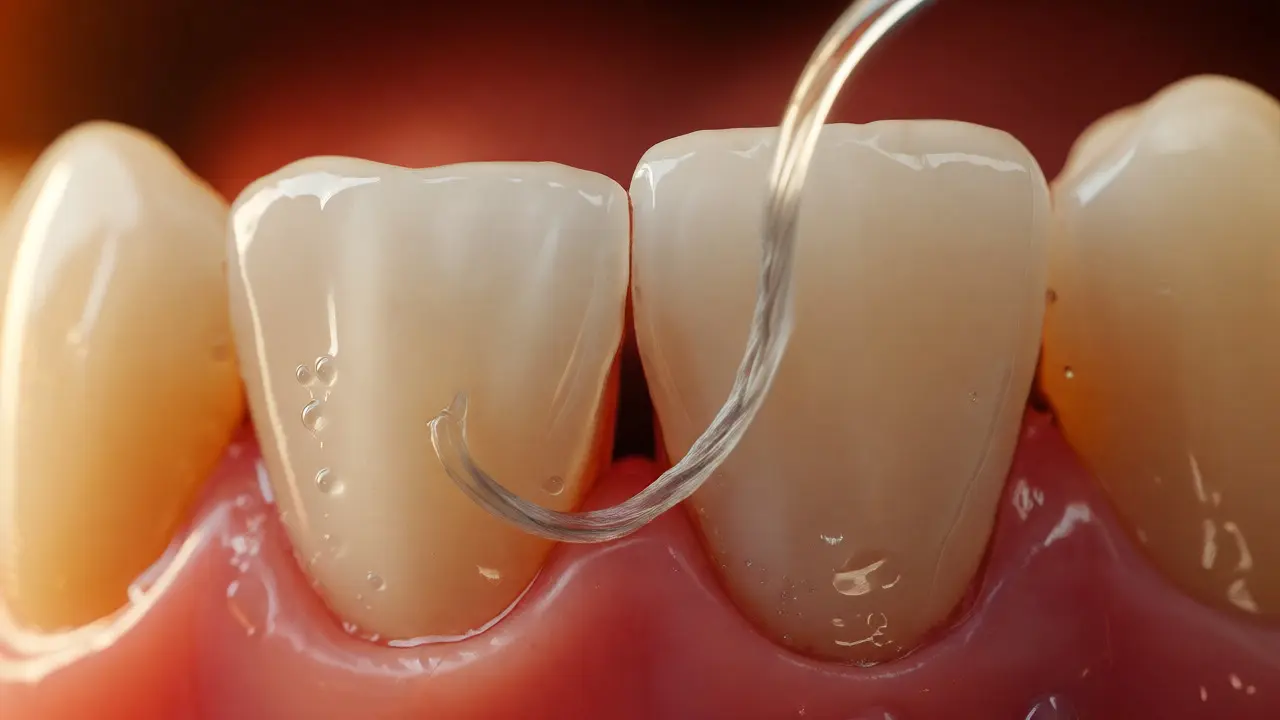 Použití dentální nitě k čištění mezizubních prostor
